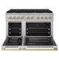 ZLINE Marino Autograph Edition 48-Inch 6.7 cu. ft. Dual Fuel Range, 8 Brass Burners, Double Oven, Convection Oven, Reversible Griddle, Stainless Steel with Champagne Bronze Accents, MDRZ-48-CB