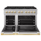 ZLINE Marino Autograph Edition 48-Inch 6.7 cu. ft. Dual Fuel Range, 8 Brass Burners, Double Oven, Convection Oven, Reversible Griddle, Stainless Steel with Polished Gold Accents, MDRZ-48-G