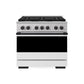 ZLINE Marino Autograph Edition 36-Inch 5.2 cu. ft. Dual Fuel Range, 6 Brass Burners, Convection Oven, Stainless Steel with White Matte Door and Matte Black Accents, MDRZ-WM-36-MB