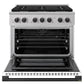 ZLINE Marino Autograph Edition 36-Inch 5.2 cu. ft. Dual Fuel Range, 6 Brass Burners, Convection Oven, Stainless Steel with White Matte Door and Matte Black Accents, MDRZ-WM-36-MB