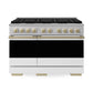 ZLINE Marino Autograph Edition 48-Inch 6.7 cu. ft. Dual Fuel Range, 8 Brass Burners, Double Oven, Convection Oven, Reversible Griddle, Stainless Steel with White Matte Door and Champagne Bronze Accents, MDRZ-WM-48-CB