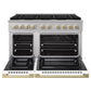 ZLINE Marino Autograph Edition 48-Inch 6.7 cu. ft. Dual Fuel Range, 8 Brass Burners, Double Oven, Convection Oven, Reversible Griddle, Stainless Steel with White Matte Door and Champagne Bronze Accents, MDRZ-WM-48-CB