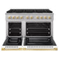 ZLINE Marino Autograph Edition 48-Inch 6.7 cu. ft. Dual Fuel Range, 8 Brass Burners, Double Oven, Convection Oven, Reversible Griddle, Stainless Steel with White Matte Door and Polished Gold Accents, MDRZ-WM-48-G