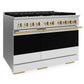 ZLINE Marino Autograph Edition 48-Inch 6.7 cu. ft. Dual Fuel Range, 8 Brass Burners, Double Oven, Convection Oven, Reversible Griddle, Stainless Steel with White Matte Door and Polished Gold Accents, MDRZ-WM-48-G