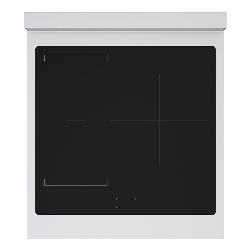 ZLINE Autograph 24 in. 3.2 cu. ft. Marino Induction Range with 3 Element Cooktop and Electric Convection Oven in Stainless Steel with White Matte Door and Champagne Bronze Accents, MINRZ-WM-24-CB - Top-Down View
