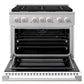 ZLINE Marino 36-Inch 5.2 cu. ft. Dual Fuel Range, 6 Burners, Convection Oven, Stainless Steel with White Matte Door, MDR-WM-36