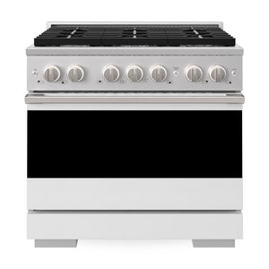 ZLINE Marino 36-Inch 5.2 cu. ft. Dual Fuel Range, 6 Burners, Convection Oven, Stainless Steel with White Matte Door, MDR-WM-36