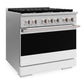 ZLINE Marino 36-Inch 5.2 cu. ft. Dual Fuel Range, 6 Burners, Convection Oven, Stainless Steel with White Matte Door, MDR-WM-36