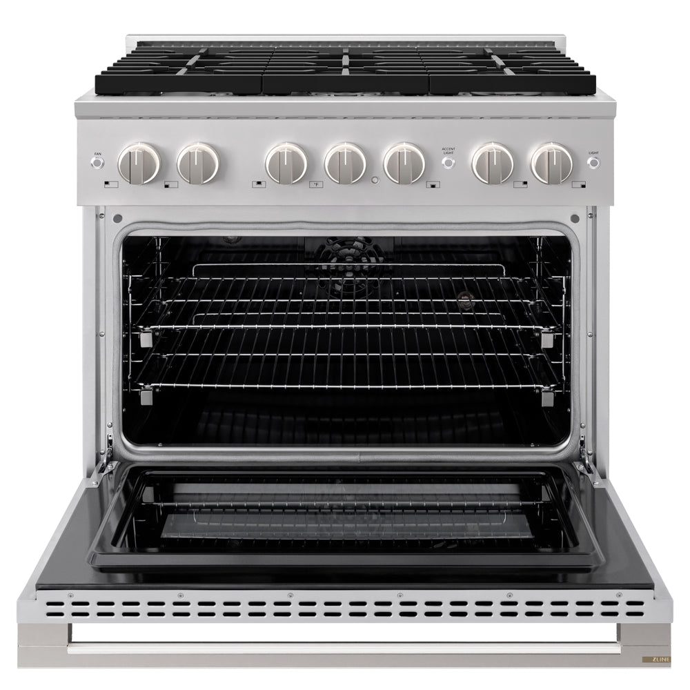 ZLINE Marino 36-Inch 5.2 cu. ft. Dual Fuel Range, 6 Burners, Convection Oven, Stainless Steel, MDR36
