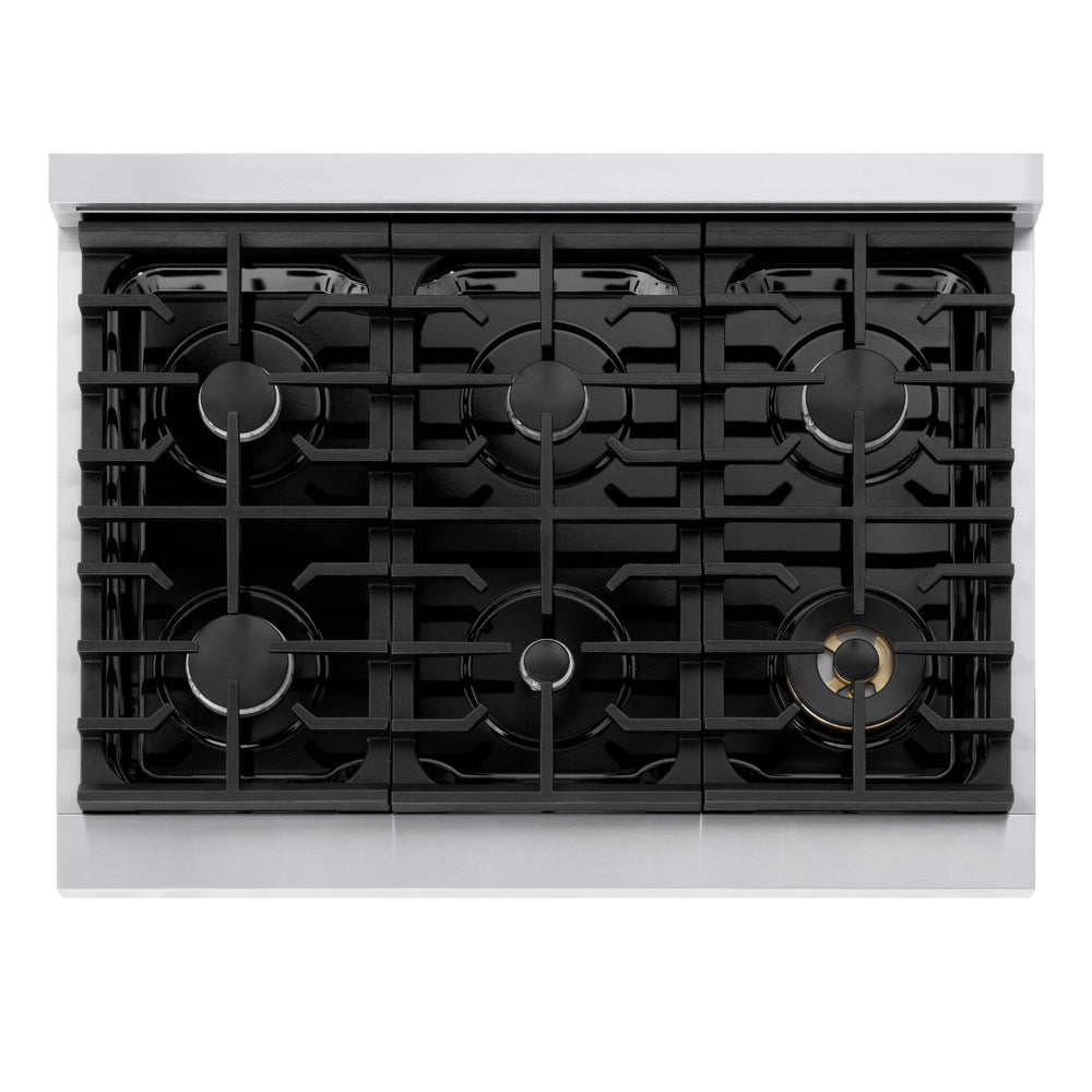 ZLINE Marino 36-Inch 5.2 cu. ft. Dual Fuel Range, 6 Burners, Convection Oven, Stainless Steel, MDR36