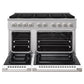 ZLINE 48 in. 6.7 cu. ft. Marino Dual Fuel Range with 8 Burner DuoPro™ Cooktop and Dual Ovens with White Matte Doors, PMDR-WM-48 - Front View with Oven Door Open