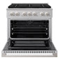 ZLINE Marino 36-Inch 5.2 cu. ft. Dual Fuel Range, 6 Brass Burner DuoPro™ Cooktop, Convection Oven, Stainless Steel, PMDR36