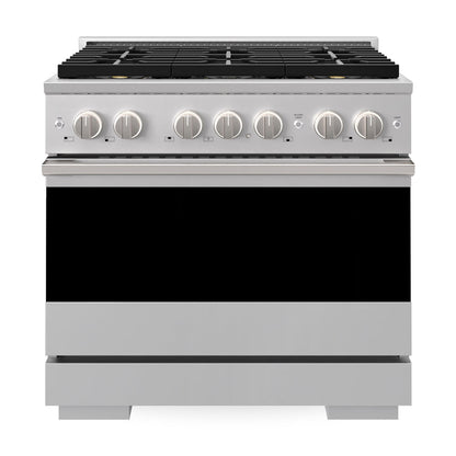 ZLINE Marino 36-Inch 5.2 cu. ft. Dual Fuel Range, 6 Brass Burner DuoPro™ Cooktop, Convection Oven, Stainless Steel, PMDR36