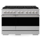 ZLINE Marino 48-Inch 6.7 cu. ft. Dual Fuel Range, 8 Brass Burner DuoPro™ Cooktop, Double Oven, Convection Oven, Reversible Griddle, Stainless Steel, PMDR48