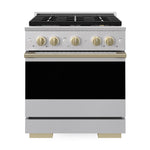 ZLINE Autograph 30 in. 4.2 cu. ft. Marino Dual Fuel Range with 4 Burner DuoPro™ Cooktop and Electric Convection Oven in Stainless Steel and Champagne Bronze Accents, PMDRZ-30-CB - Front View