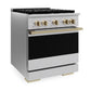 ZLINE Autograph 30 in. 4.2 cu. ft. Marino Dual Fuel Range with 4 Burner DuoPro™ Cooktop and Electric Convection Oven in Stainless Steel and Champagne Bronze Accents, PMDRZ-30-CB - Side View