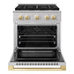 ZLINE Marino Autograph Edition 30-Inch 4.2 cu. ft. Dual Fuel Range, 4 Brass Burner DuoPro™ Cooktop, Convection Oven, Stainless Steel with Polished Gold Accents, PMDRZ-30-G