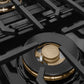 ZLINE Autograph 48 in. 6.7 cu. ft. Marino Dual Fuel Range with 8 Burner DuoPro™ Cooktop and Dual Ovens with White Matte Doors and Polished Gold Accents, PMDRZ-WM-48-G - Burner Detail