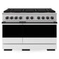 ZLINE Autograph 48 in. 6.7 cu. ft. Marino Dual Fuel Range with 8 Burner DuoPro™ Cooktop and Dual Ovens with White Matte Doors and Matte Black Accents, PMDRZ-WM-48-MB - Front View