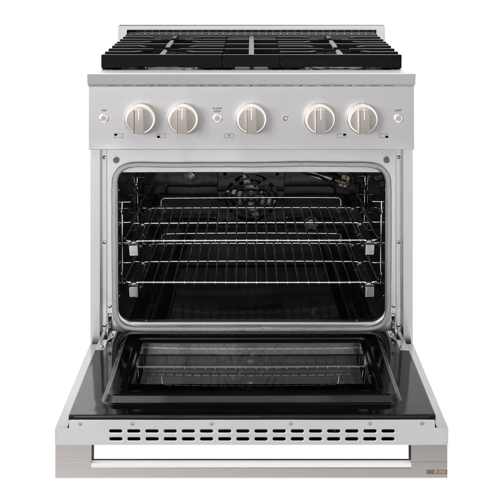 ZLINE Marino 30-Inch 4.2 cu. ft. Gas Range, 4 Brass Burners, Convection Oven, Stainless Steel, MGR-BR-30