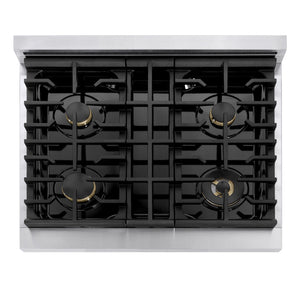 ZLINE Marino 30-Inch 4.2 cu. ft. Gas Range, 4 Brass Burners, Convection Oven, Stainless Steel, MGR-BR-30