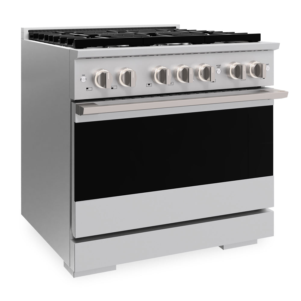 ZLINE Marino 36-Inch 5.2 cu. ft. Gas Range, 6 Brass Burners, Convection Oven, Stainless Steel, MGR-BR-36