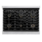 ZLINE Marino 36-Inch 5.2 cu. ft. Gas Range, 6 Brass Burners, Convection Oven, Stainless Steel, MGR-BR-36