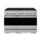 ZLINE Marino 48-Inch 6.7 cu. ft. Gas Range, 8 Brass Burners, Double Oven, Convection Oven, Reversible Griddle, Stainless Steel, MGR-BR-48