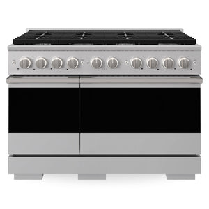 ZLINE Marino 48-Inch 6.7 cu. ft. Gas Range, 8 Brass Burners, Double Oven, Convection Oven, Reversible Griddle, Stainless Steel, MGR-BR-48