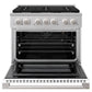 ZLINE Marino 36-Inch 5.2 cu. ft. Gas Range, 6 Burners, Convection Oven, Stainless Steel with White Matte Door, MGR-WM-36