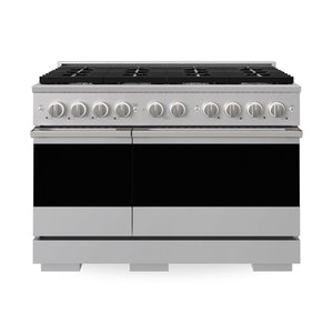 ZLINE Marino 48-Inch 6.7 cu. ft. Gas Range, 8 Burners, Double Oven, Convection Oven, Reversible Griddle, Stainless Steel, MGR48