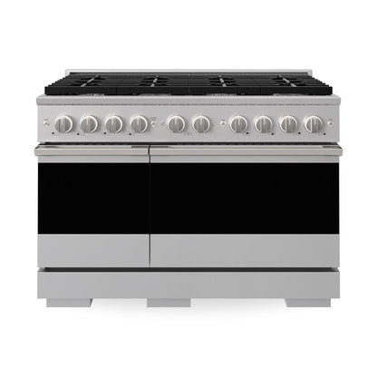 ZLINE Marino 48-Inch 6.7 cu. ft. Gas Range, 8 Burners, Double Oven, Convection Oven, Reversible Griddle, Stainless Steel, MGR48