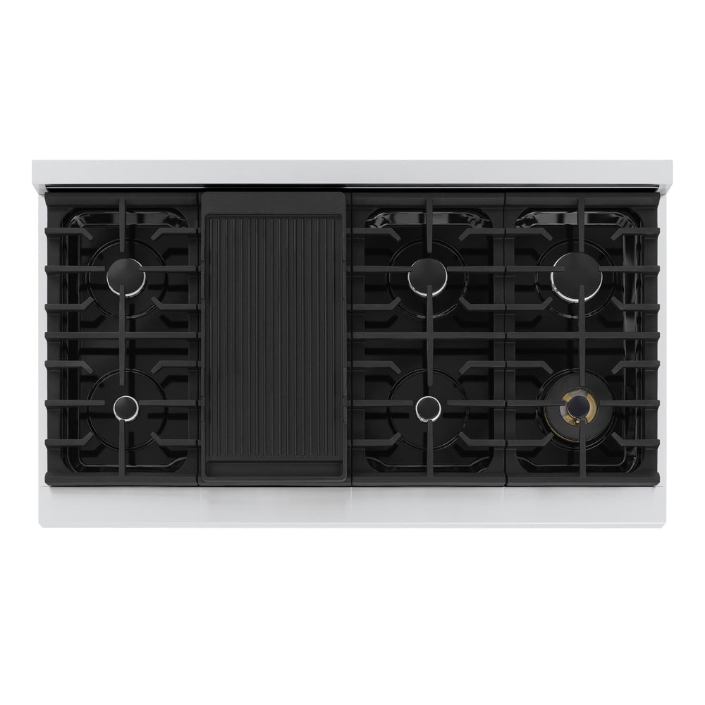 ZLINE Marino 48-Inch 6.7 cu. ft. Gas Range, 8 Burners, Double Oven, Convection Oven, Reversible Griddle, Stainless Steel, MGR48