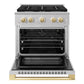 ZLINE Marino Autograph Edition 30-Inch 4.2 cu. ft. Gas Range, 4 Brass Burners, Convection Oven, Stainless Steel with Polished Gold Accents, MGRZ-30-G