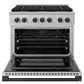 ZLINE Marino Autograph Edition 36-Inch 5.2 cu. ft. Gas Range, 6 Brass Burners, Convection Oven, Stainless Steel with Matte Black Accents, MGRZ-36-MB
