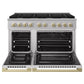 ZLINE Marino Autograph Edition 48-Inch 6.7 cu. ft. Gas Range, 8 Brass Burners, Double Oven, Convection Oven, Reversible Griddle, Stainless Steel with Champagne Bronze Accents, MGRZ-48-CB