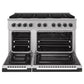 ZLINE Marino Autograph Edition 48-Inch 6.7 cu. ft. Gas Range, 8 Brass Burners, Double Oven, Convection Oven, Reversible Griddle, Stainless Steel with Matte Black Accents, MGRZ-48-MB