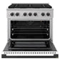 ZLINE Marino Autograph Edition 36-Inch 5.2 cu. ft. Gas Range, 6 Brass Burners, Convection Oven, Stainless Steel with White Matte Door and Matte Black Accents, MGRZ-WM-36-MB