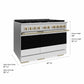 ZLINE Marino Autograph Edition 48-Inch 6.7 cu. ft. Gas Range, 8 Brass Burners, Double Oven, Convection Oven, Reversible Griddle, Stainless Steel with White Matte Door and Champagne Bronze Accents, MGRZ-WM-48-CB