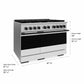 ZLINE Marino Autograph Edition 48-Inch 6.7 cu. ft. Gas Range, 8 Brass Burners, Double Oven, Convection Oven, Reversible Griddle, Stainless Steel with White Matte Door and Matte Black Accents, MGRZ-WM-48-MB