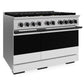 ZLINE Marino Autograph Edition 48-Inch 6.7 cu. ft. Gas Range, 8 Brass Burners, Double Oven, Convection Oven, Reversible Griddle, Stainless Steel with White Matte Door and Matte Black Accents, MGRZ-WM-48-MB