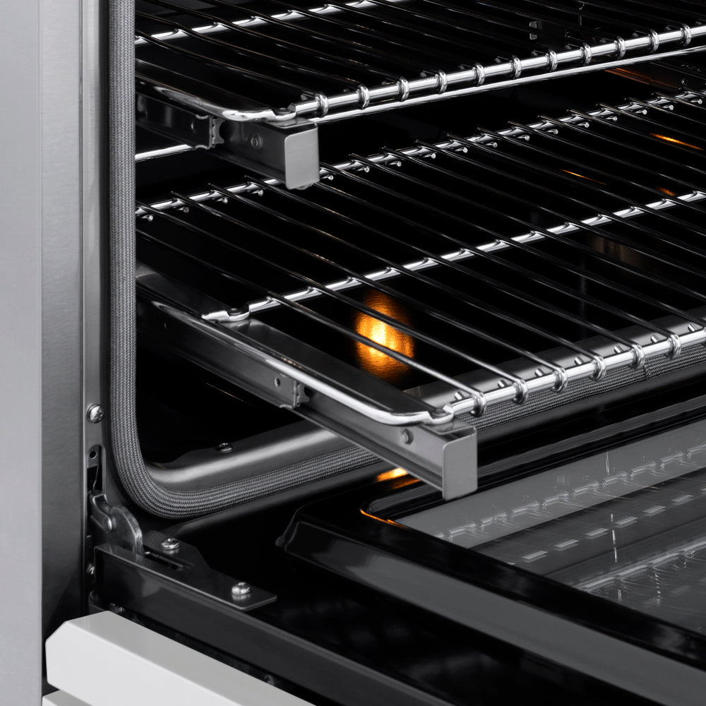 ZLINE 48 in. 6.7 cu. ft. Marino Gas Range with 8 Burner DuoPro™ Cooktop and Dual Ovens with White Matte Doors, PMGR-WM-48 - Racks Detail