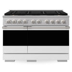 ZLINE 48 in. 6.7 cu. ft. Marino Gas Range with 8 Burner DuoPro™ Cooktop and Dual Ovens with White Matte Doors, PMGR-WM-48 - Front View