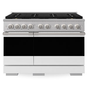 ZLINE 48 in. 6.7 cu. ft. Marino Gas Range with 8 Burner DuoPro™ Cooktop and Dual Ovens with White Matte Doors, PMGR-WM-48 - Front View