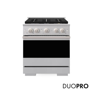 ZLINE Marino 30-Inch 4.2 cu. ft. Gas Range, 4 Brass Burner DuoPro™ Cooktop, Convection Oven, Stainless Steel, PMGR30