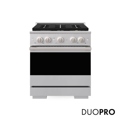 ZLINE Marino 30-Inch 4.2 cu. ft. Gas Range, 4 Brass Burner DuoPro™ Cooktop, Convection Oven, Stainless Steel, PMGR30