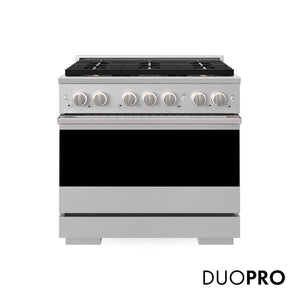 ZLINE Marino 36-Inch 5.2 cu. ft. Gas Range, 6 Brass Burner DuoPro™ Cooktop, Convection Oven, Stainless Steel, PMGR36