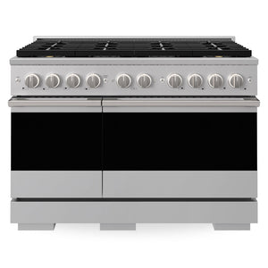 ZLINE Marino 48-Inch 6.7 cu. ft. Gas Range, 8 Brass Burner DuoPro™ Cooktop, Double Oven, Convection Oven, Reversible Griddle, Stainless Steel, PMGR48