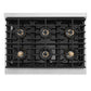 ZLINE Marino Autograph Edition 36-Inch 5.2 cu. ft. Gas Range, 6 Brass Burner DuoPro™ Cooktop, Convection Oven, Stainless Steel with Polished Gold Accents, PMGRZ-36-G