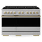 ZLINE Autograph 48 in. 6.7 cu. ft. Marino Gas Range with 8 Burner DuoPro™ Cooktop and Dual Ovens in Stainless Steel and Champagne Bronze Accents, PMGRZ-48-CB - Front View